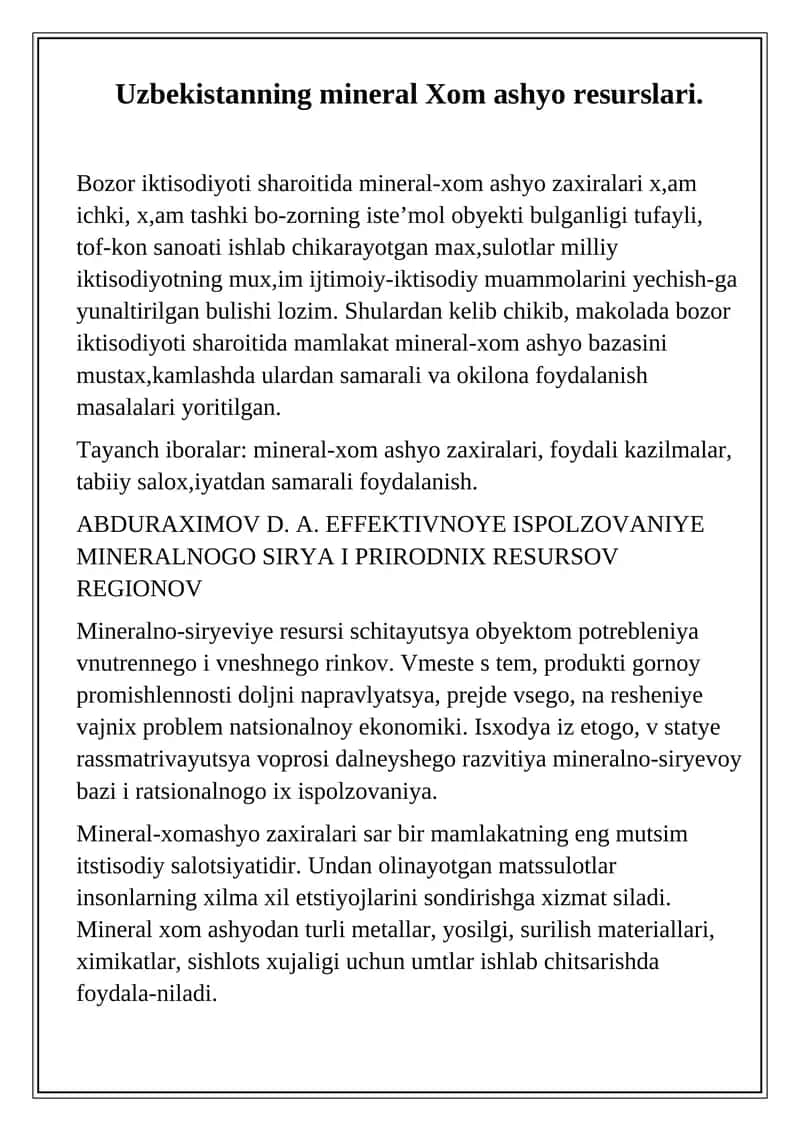 Mineral-xom ashyo resurslari 1