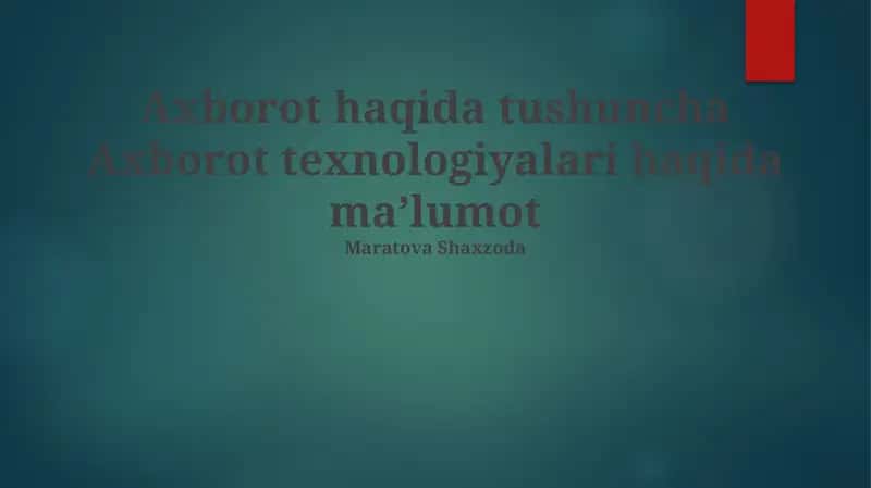 Axborot texnologiyalari haqida ma'lumot 1
