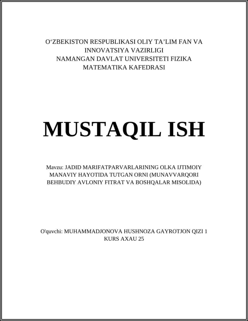 JADID MARIFATPARVARLARINING OLKA IJTIMOIY MANAVIY HAYOTIDA TUTGAN ORNI 1