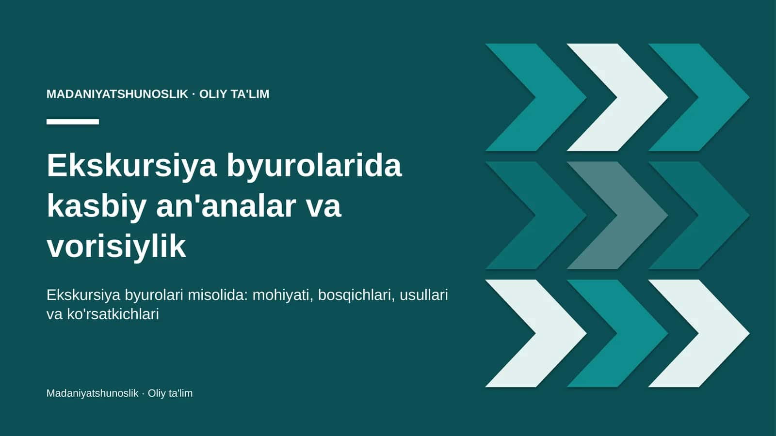 Ekskursiya byurolarida kasbiy an'analar va vorisiylik 1