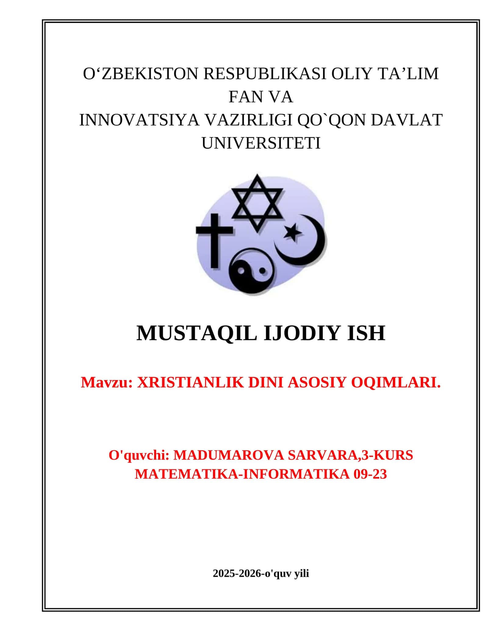 Xristianlik va uning asosiy oqimlari 1