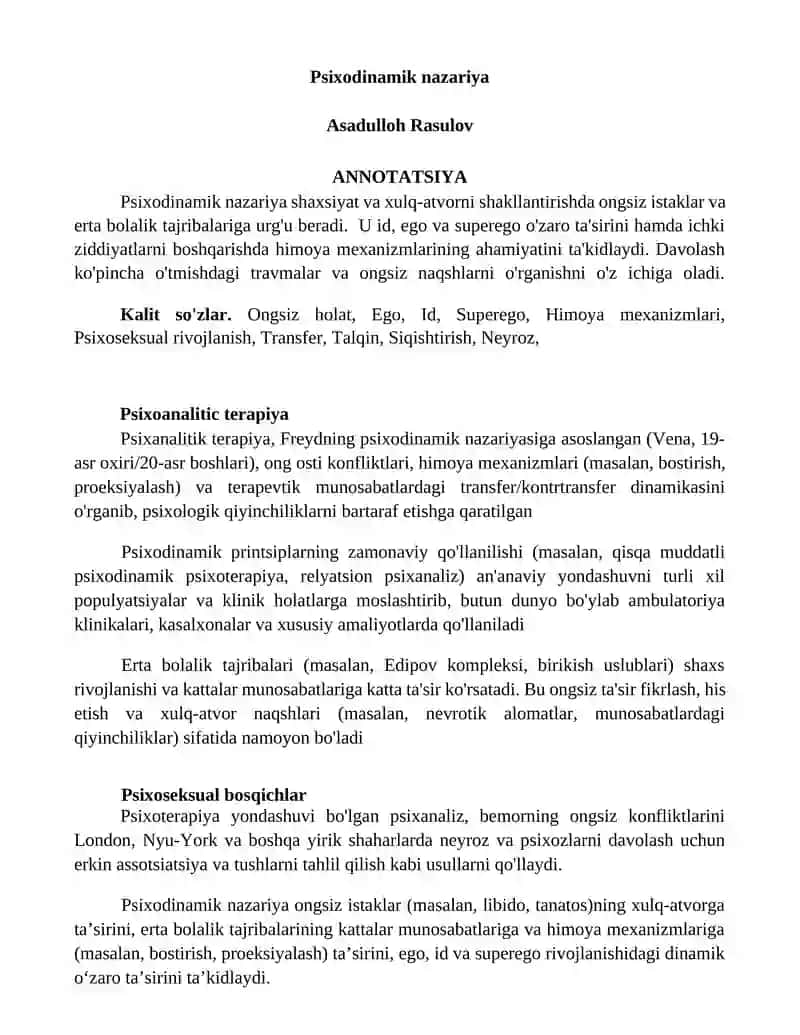 Psixodinamik nazariya 1