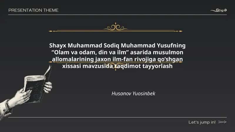 "Olam va odam, din va ilm" 1