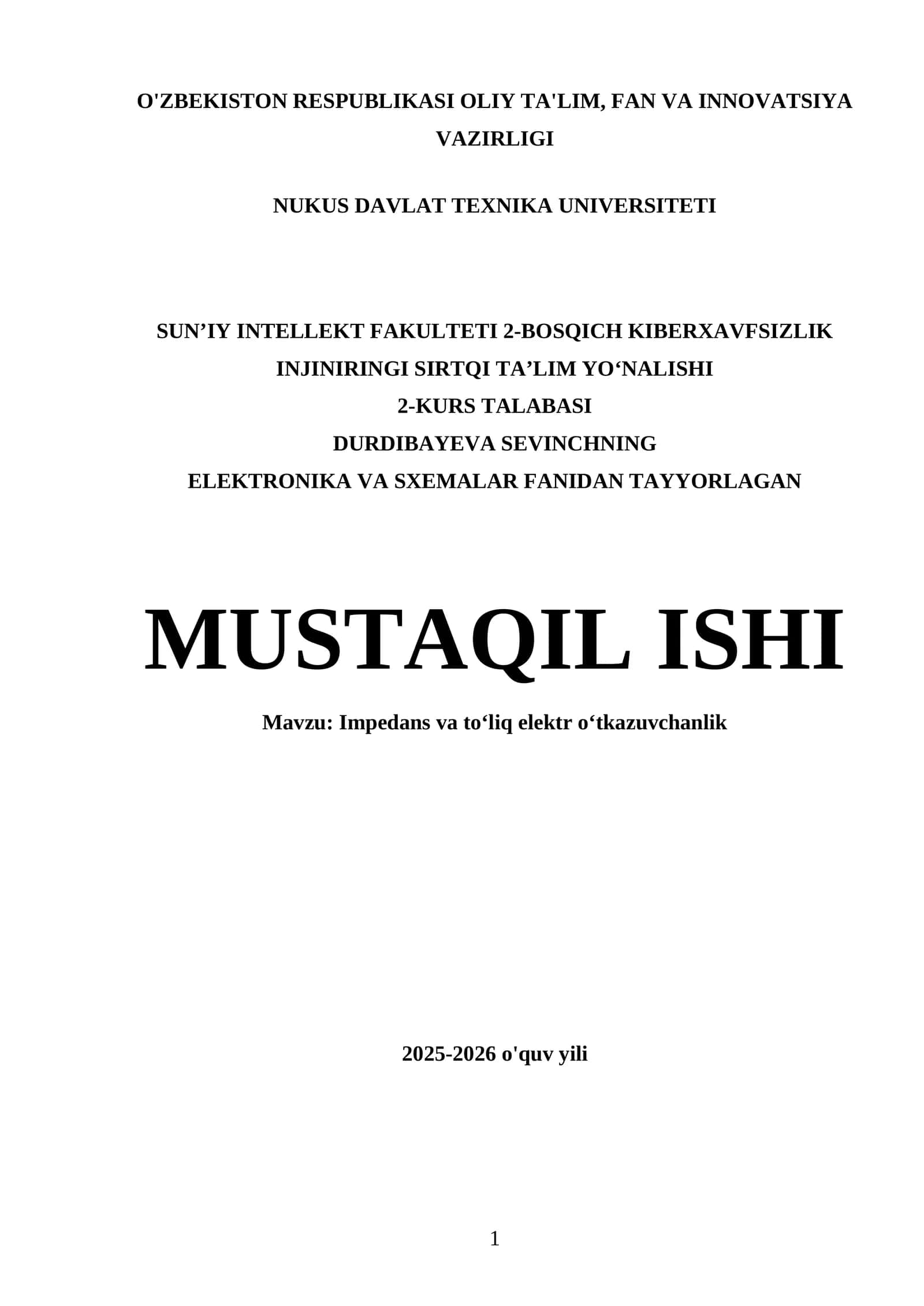 Impedans va to‘liq elektr o‘tkazuvchanlik 1