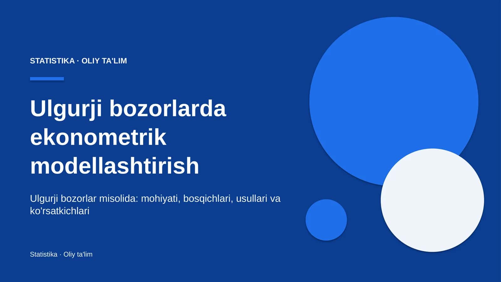 Ulgurji bozorlarda ekonometrik modellashtirish 1