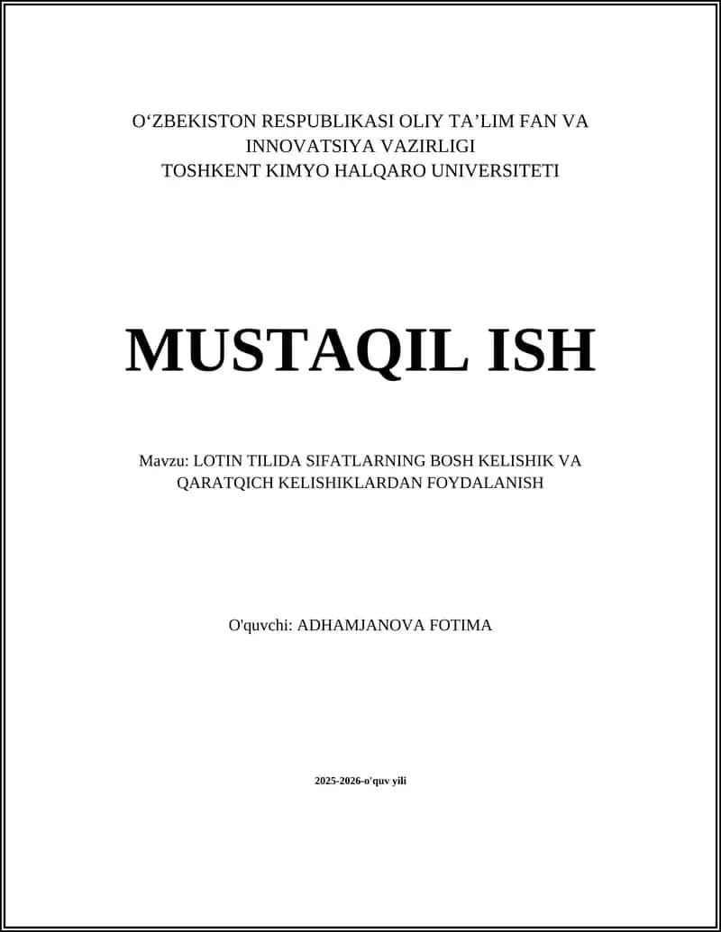 LOTIN TILIDA SIFATLARNING BOSH KELISHIK VA QARATQICH KELISHIKLARDAN FOYDALANISH 1