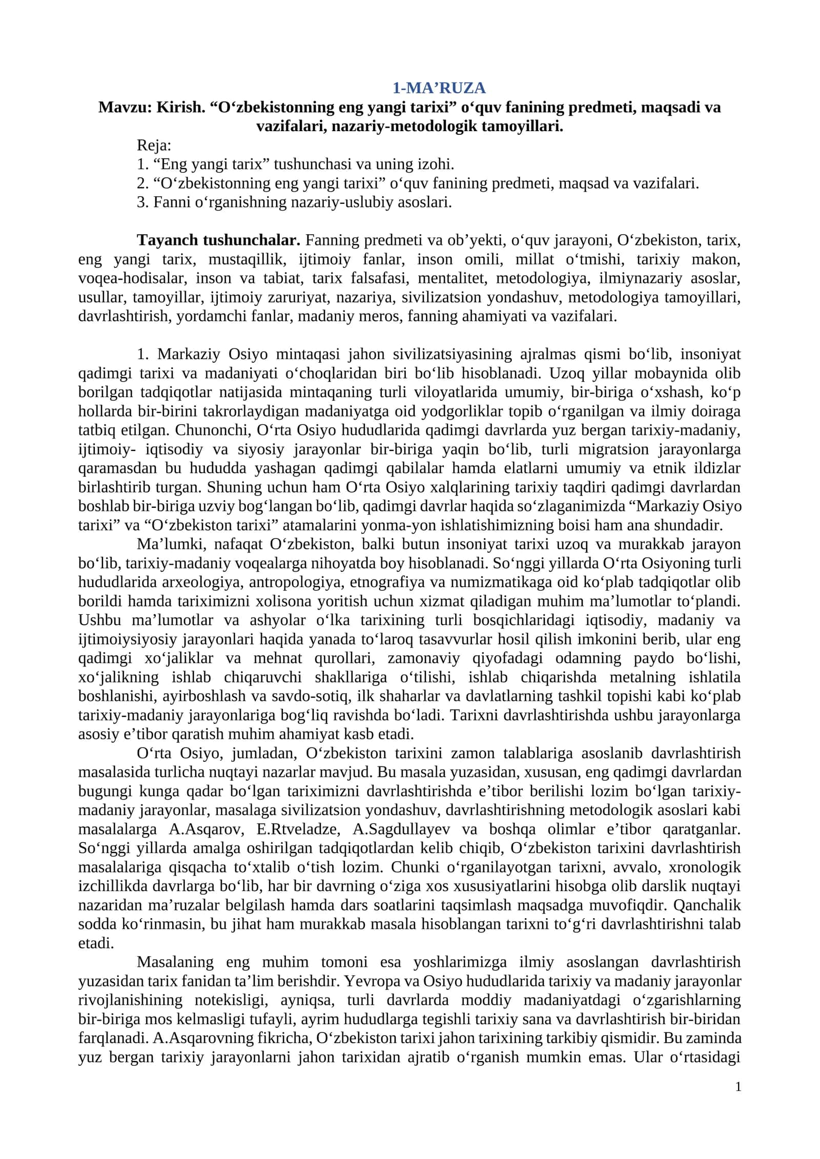 1-MA’RUZA 1