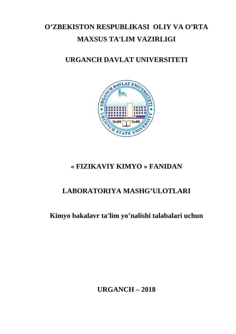 Fizik kimyo laboratoriyasida ishlash qoidalari 1