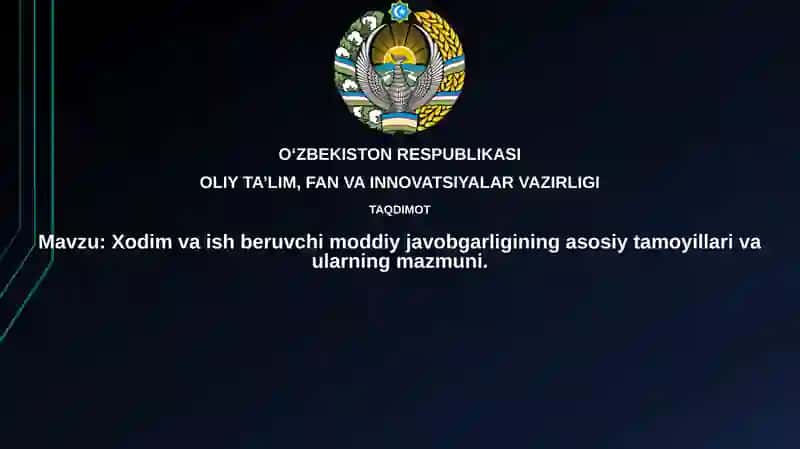 Xodim va Ish Beruvchining Moddiy Javobgarligi 1