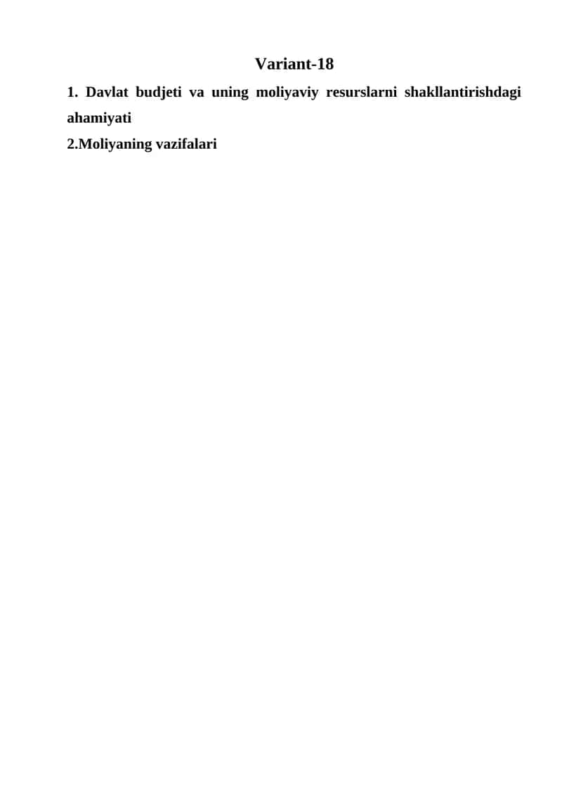 Davlat budjeti va uning moliyaviy resurslarni shakllantirishdagi ahamiyati 1