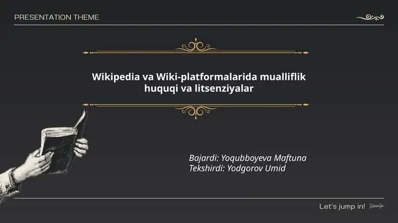 Wikipedia va Wiki-platformalarida mualliflik huquqi va litsenziyalar 1