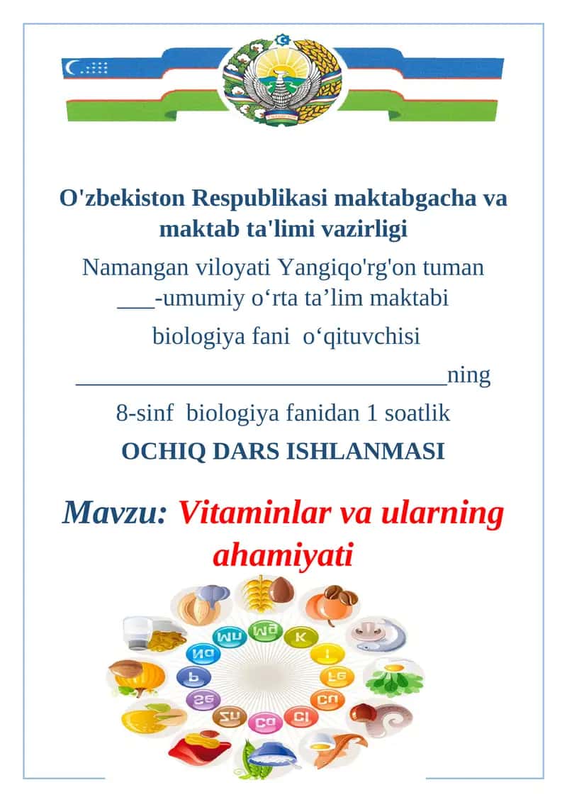 8-sinf biologiya fanidan 1 soatlik OCHIQ DARS ISHLANMASI 1