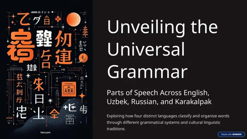 Parts of Speech Across English, Uzbek, Russian, and Karakalpak 1