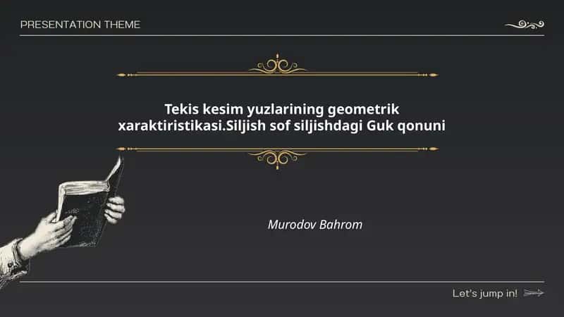 Tekis kesim yuzlarining geometrik xaraktiristikasi.Siljish sof siljishdagi Guk qonuni 1