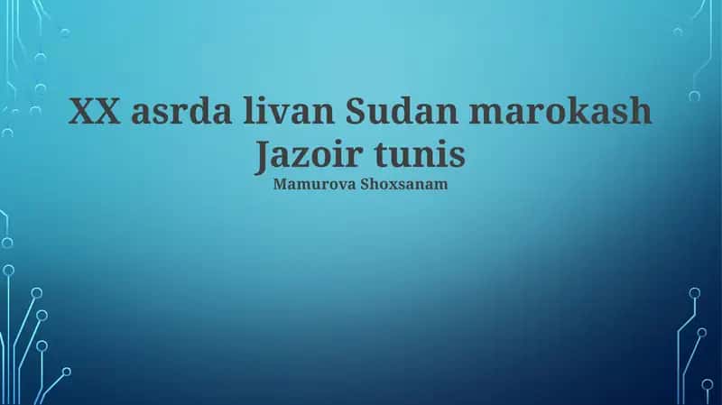Xavfsizlik masalalari: XX va Shimoliy Afrika 1