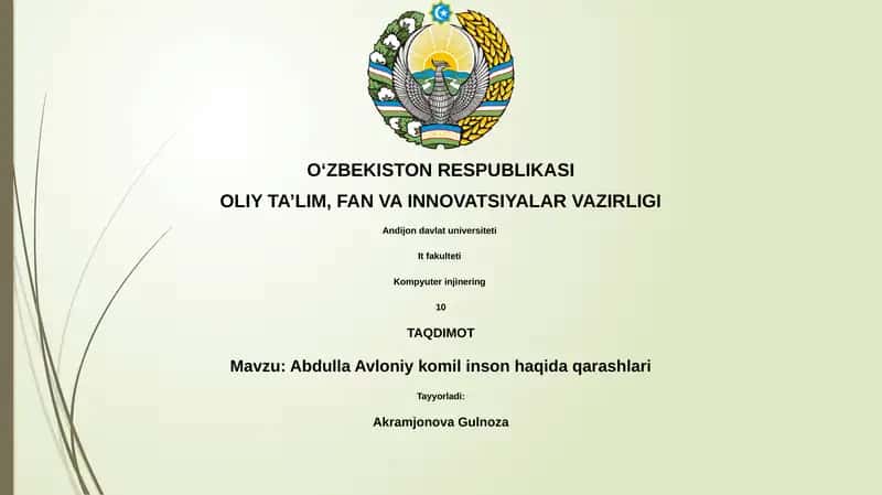 Abdulla Avloniy komil inson haqida qarashlari 1