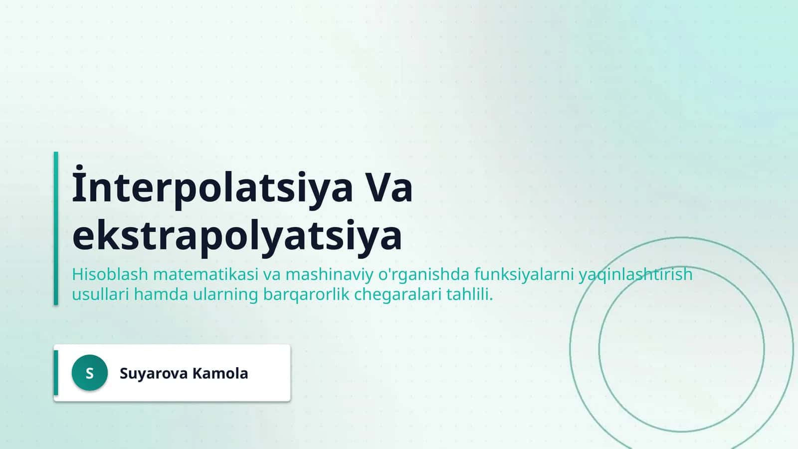 İnterpolatsiya Va ekstrapolyatsiya 1