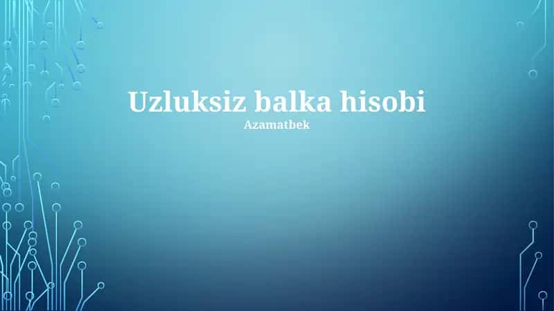 Uzluksiz balka hisobi 1