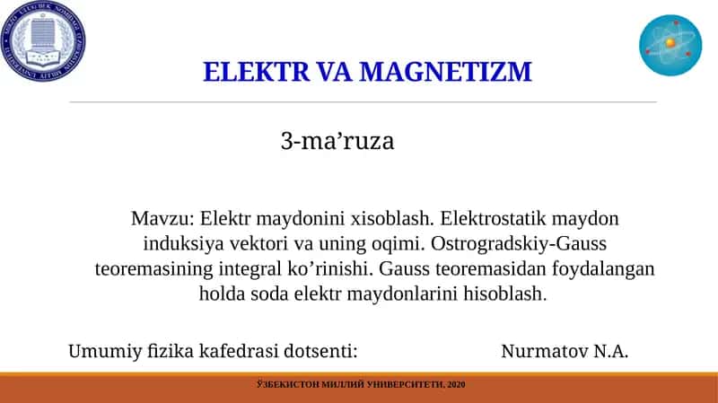 Elektrmaydoninixisoblash 1