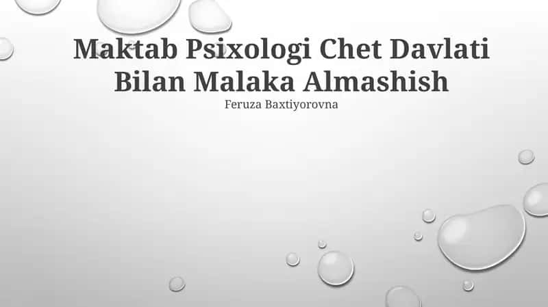Maktab Psixologi Chet Davlati Bilan Malaka Almashish 1