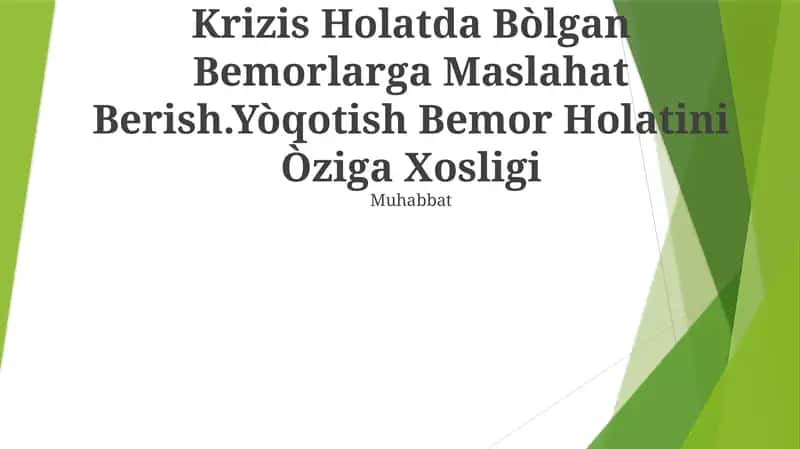 Krizis Holatda Bòlgan Bemorlarga Maslahat Berish 1