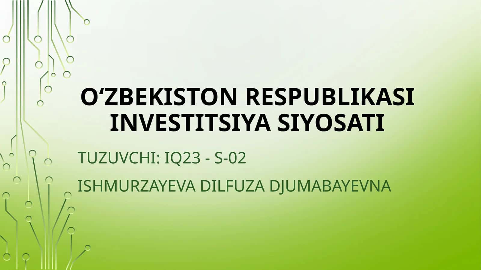 O‘zbekiston Respublikasi investitsiya siyosati 1