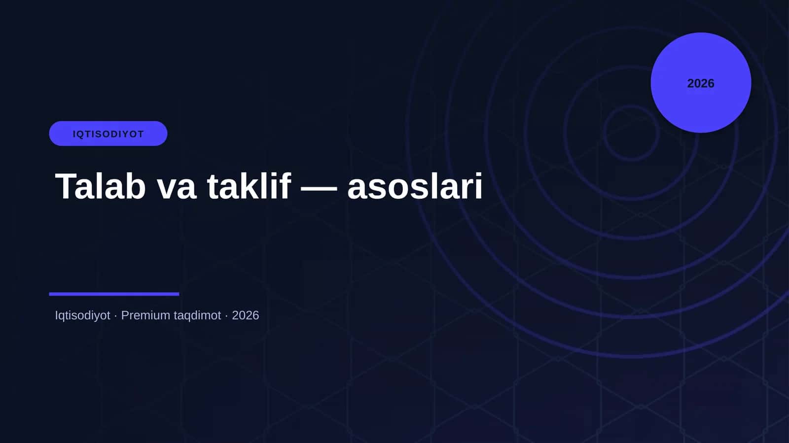 Talab va taklif — asoslari 1