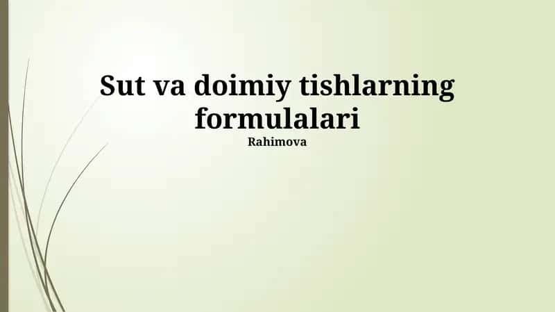 Sut va doimiy tishlarning formulalari 1