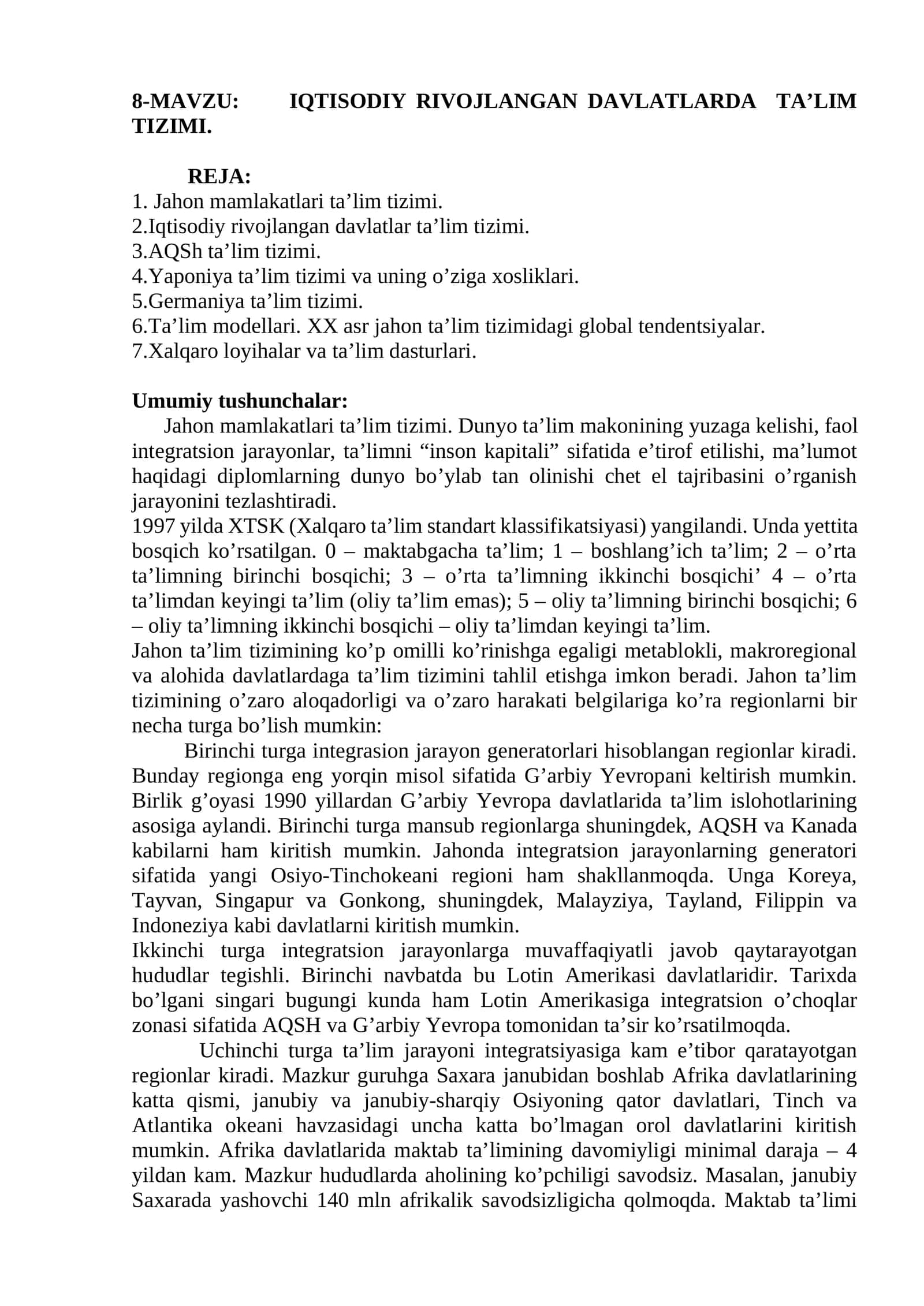 IQTISODIY RIVOJLANGAN DAVLATLARDA TA’LIM TIZIMI 1