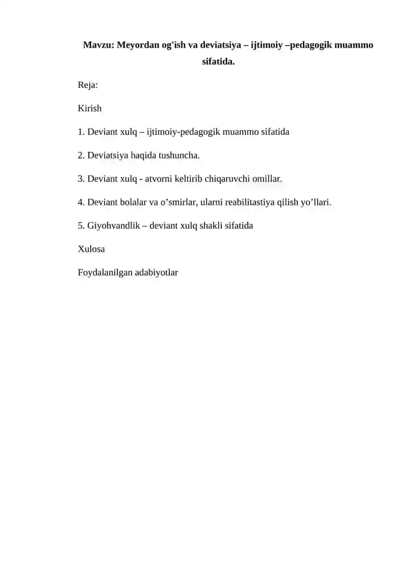 Meydan og'ish va deviatsiya 1