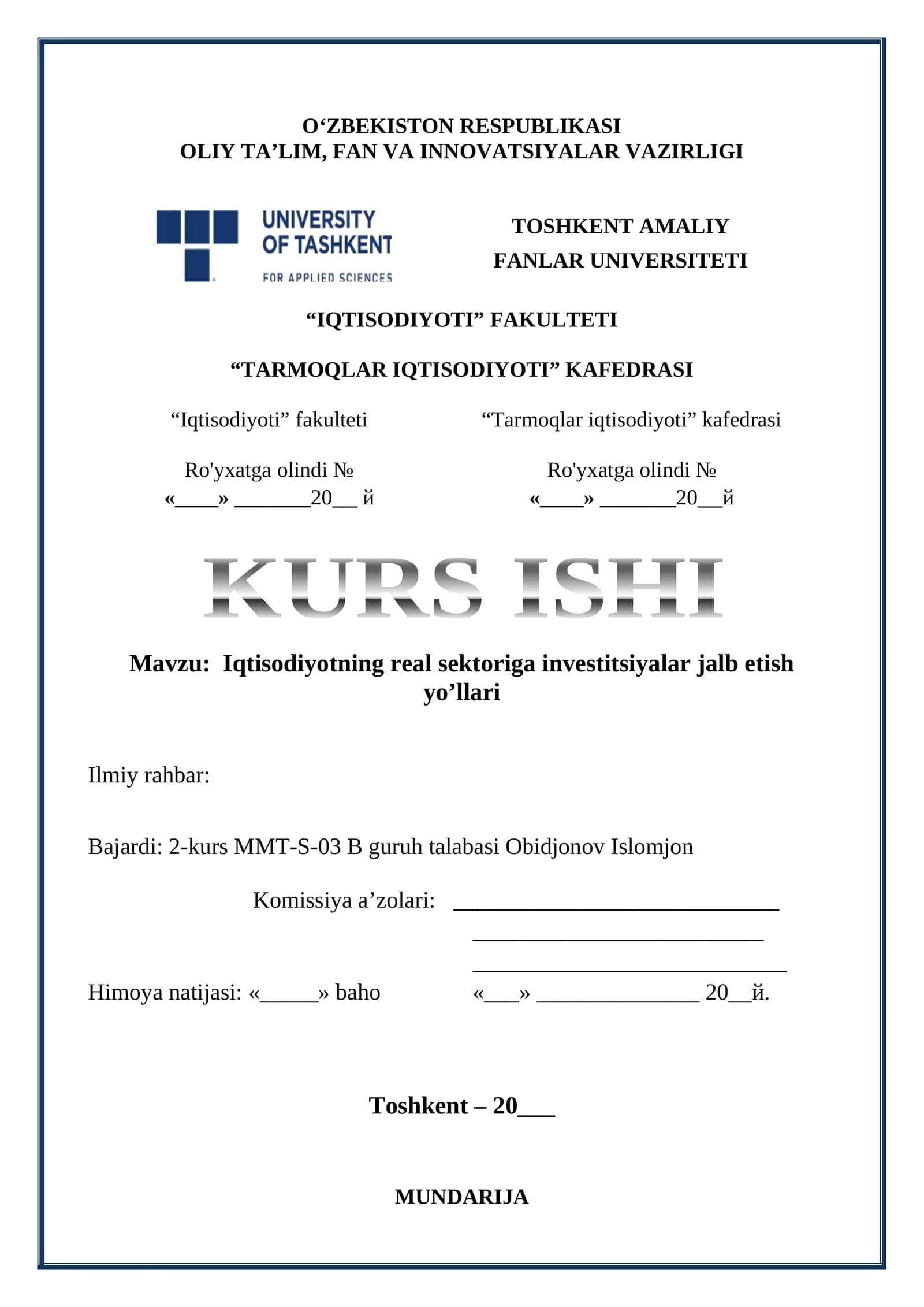 Iqtisodiyotning real sektoriga investitsiyalar jalb etish yo’llari 1