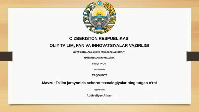 Ta'limda Axborot Texnologiyalarining Tutgan O'rni 1