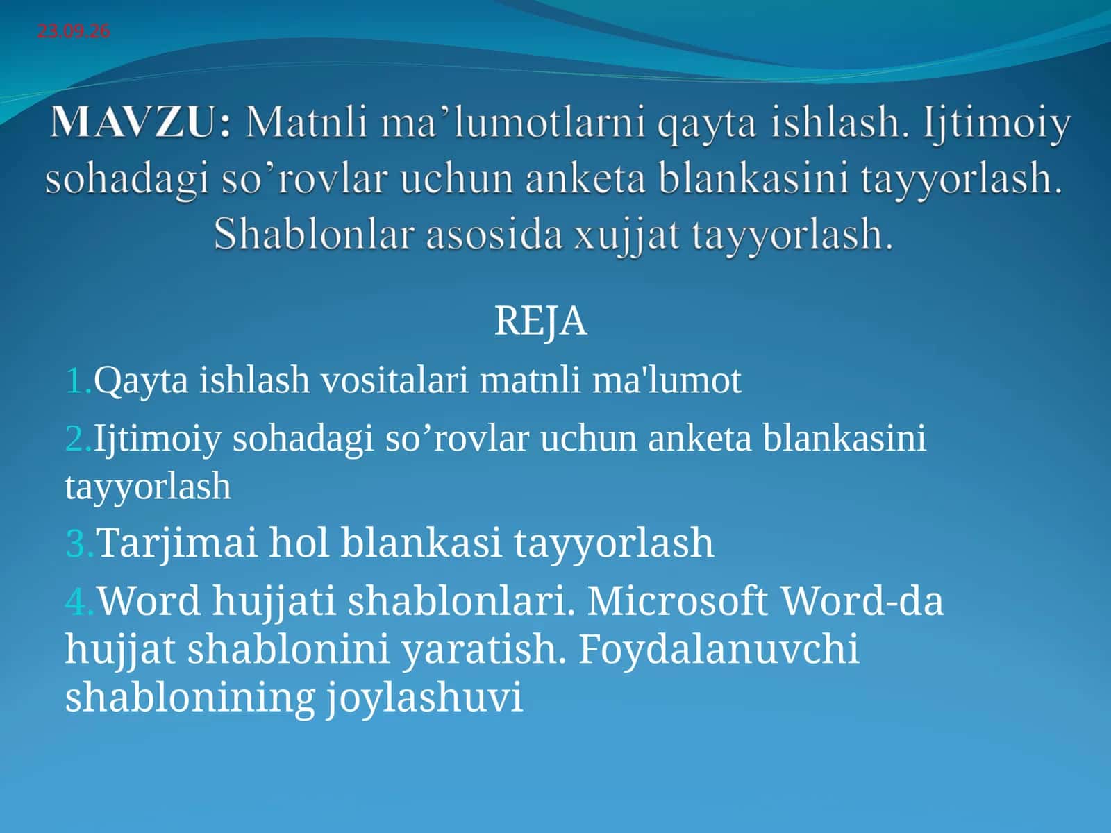Qayta ishlash vositalari matnli ma'lumot 1