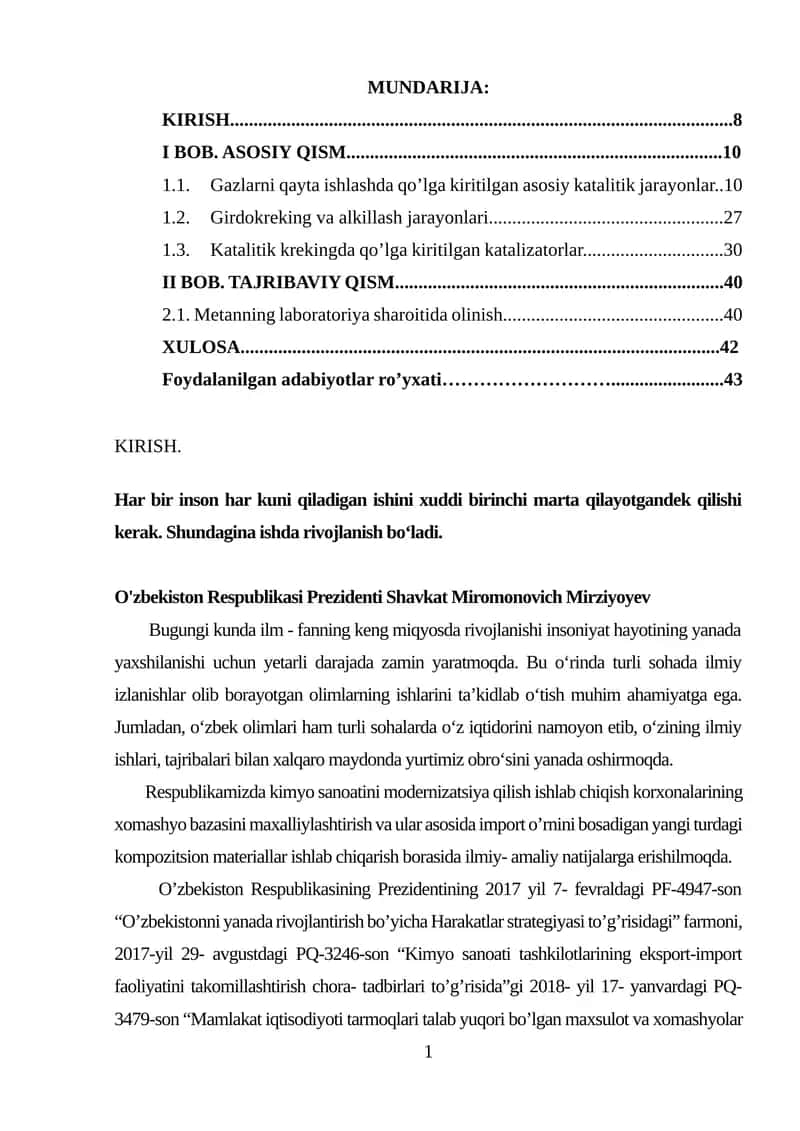 Gazlarni qayta ishlashdagi jarayonlar va ularning mexanizmi 1