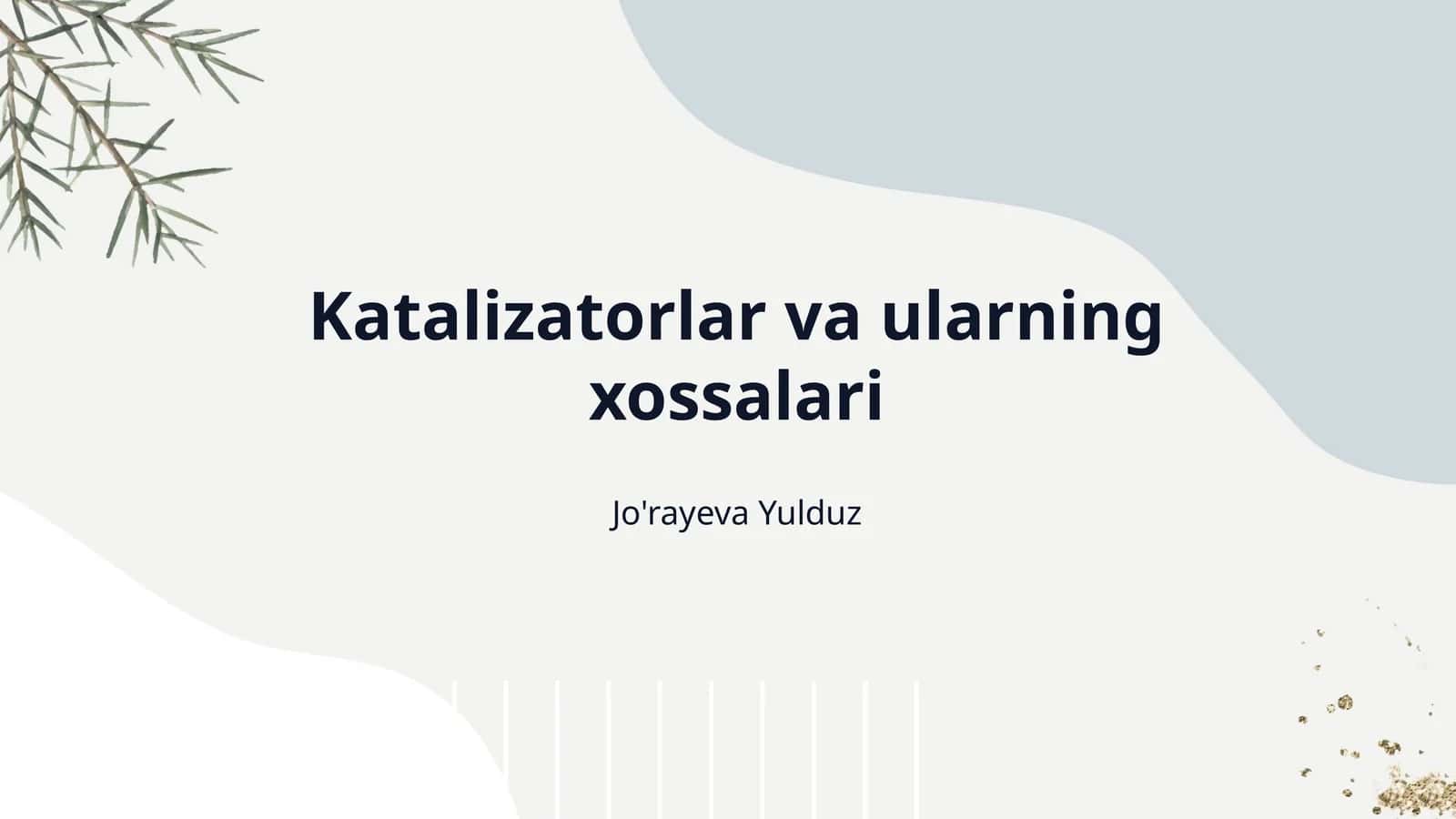 Katalizatorlar va ularning xossalari 1