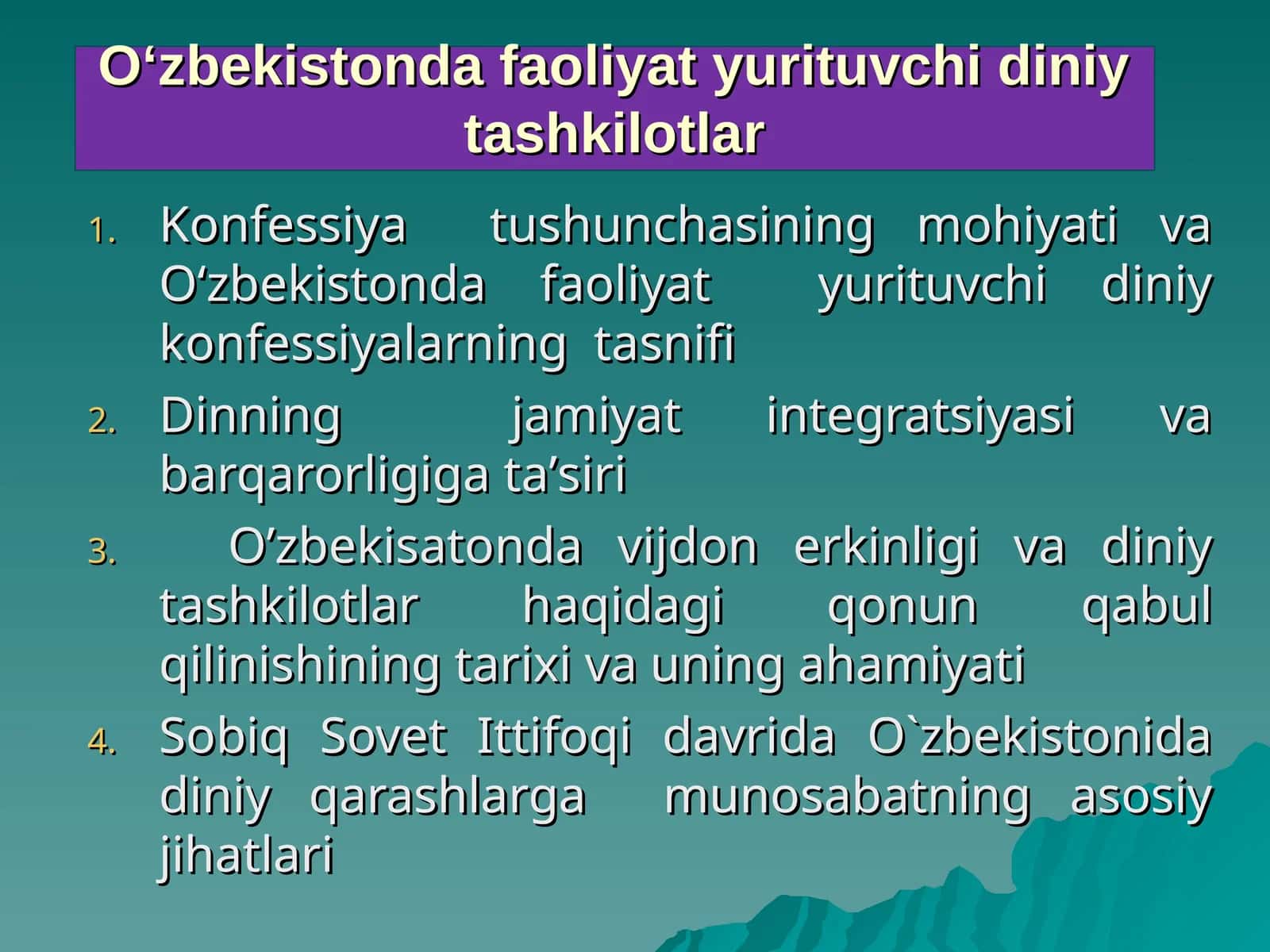 O‘zbekistonda faoliyat yurituvchi diniy tashkilotlar 1