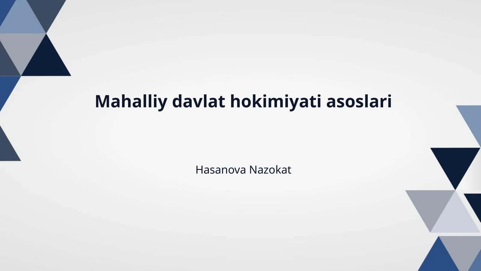 Mahalliy davlat hokimiyati asoslari 1