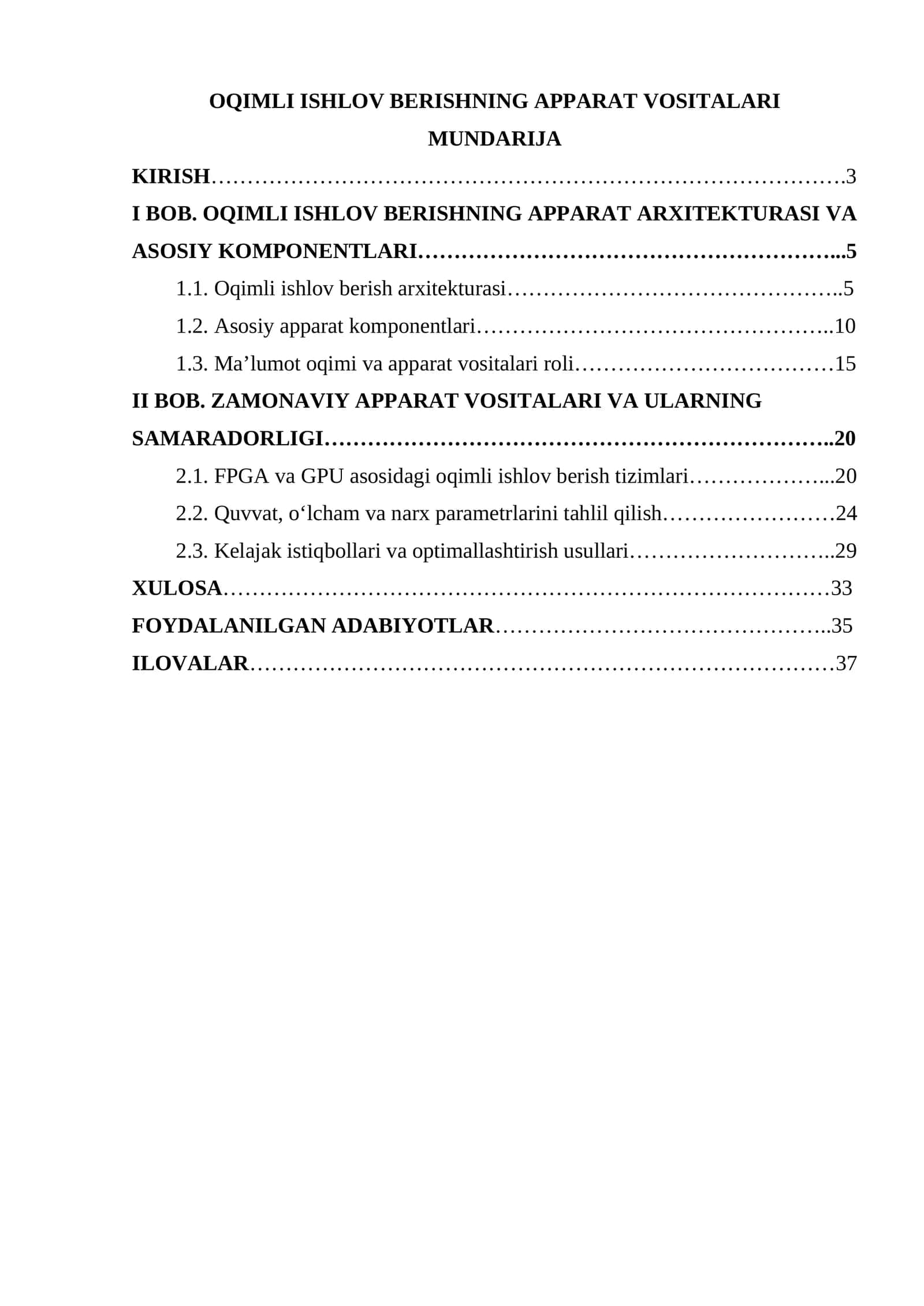 Oqimli ishlov berishning apparat vositalari 1