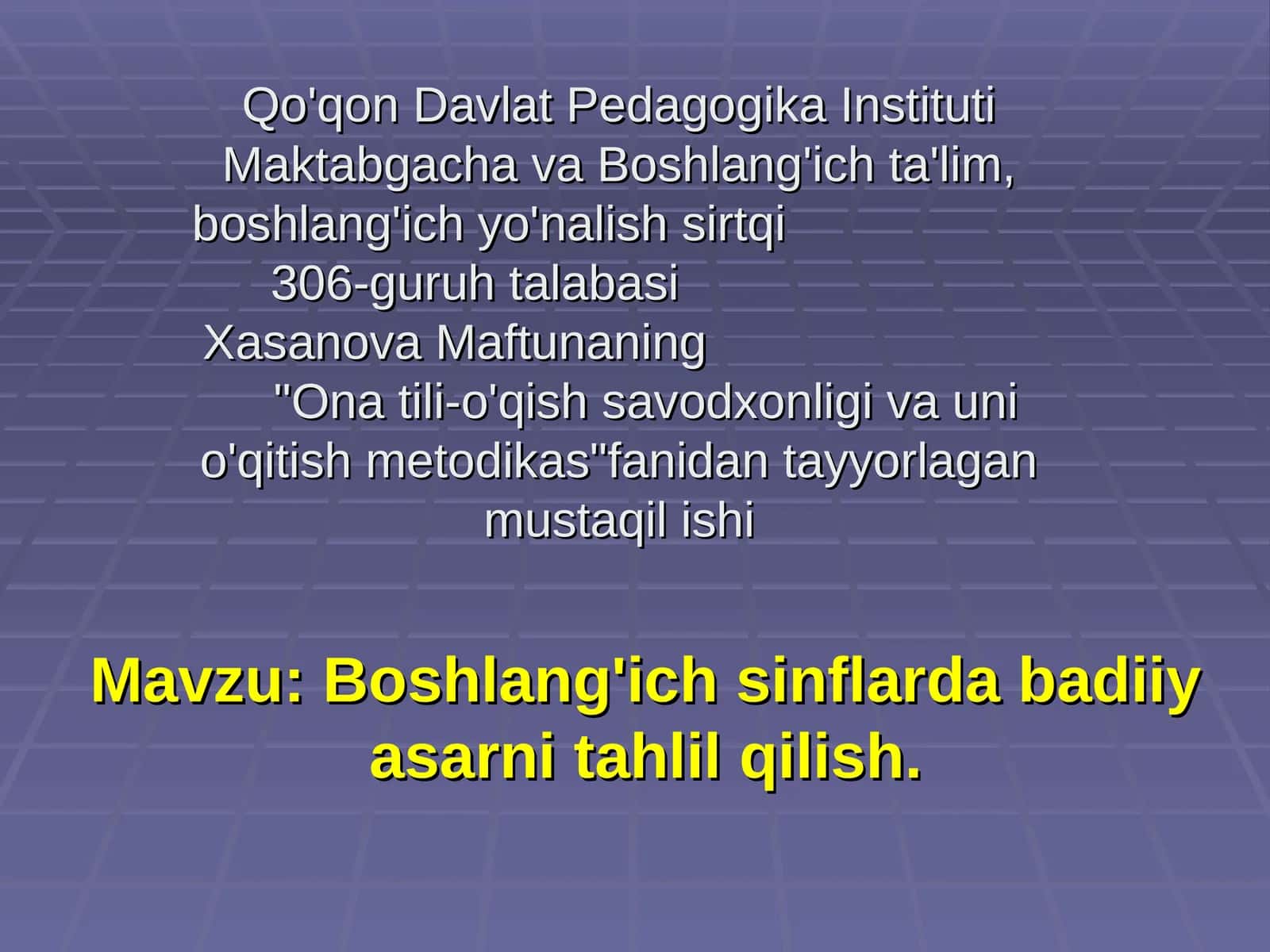 Boshlang'ich sinflarda badiiy asarni tahlil qilish 1