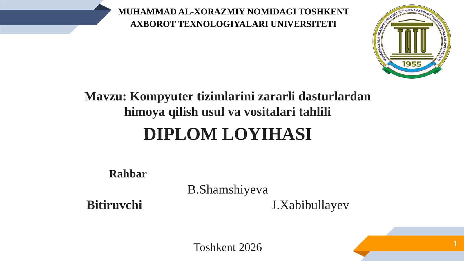 Kompyuter tizimlarini zararli dasturlardan himoya qilish usul va vositalari tahlili 1