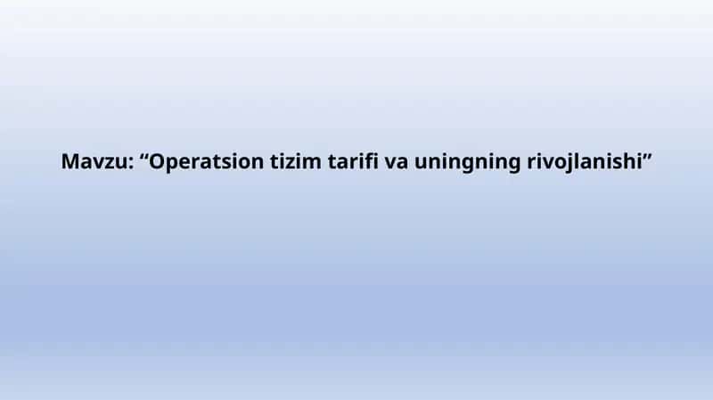 Operatsion tizim tarifi 1