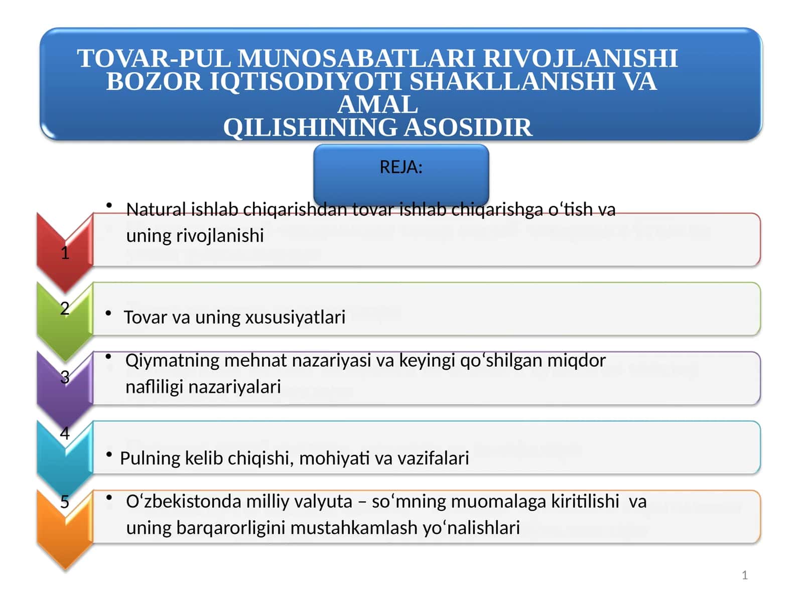 TOVAR-PUL MUNOSABATLARI RIVOJLANISHI BOZOR IQTISODIYOTI SHAKLLANISHI VA AMALQILISHINING ASOSIDIR 1