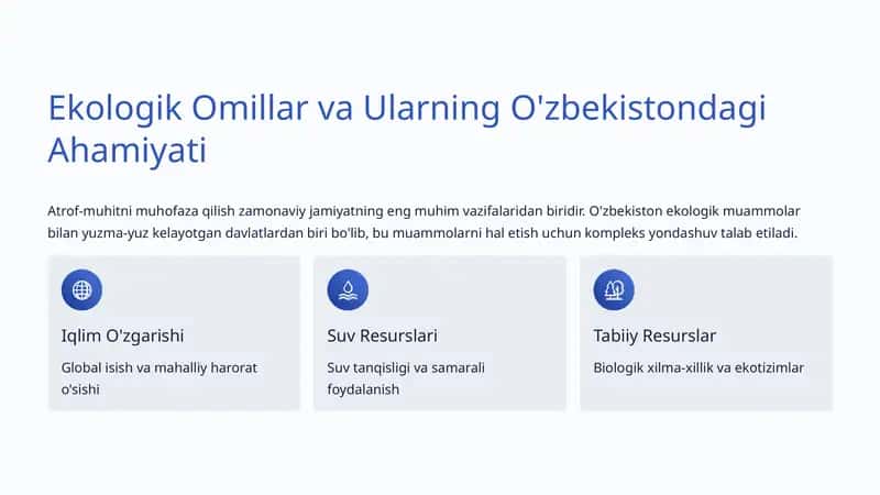Ekologik Omillar va Ularning O'zbekistondagi Ahamiyati 1