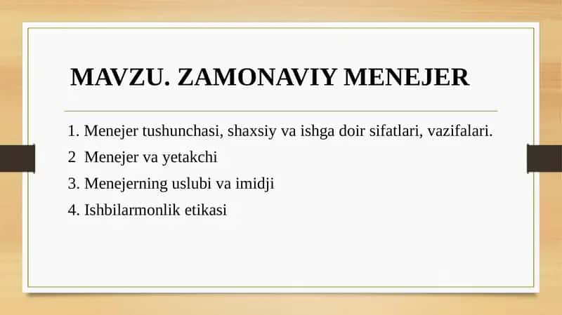 ZAMONAVIY MENEJER 1