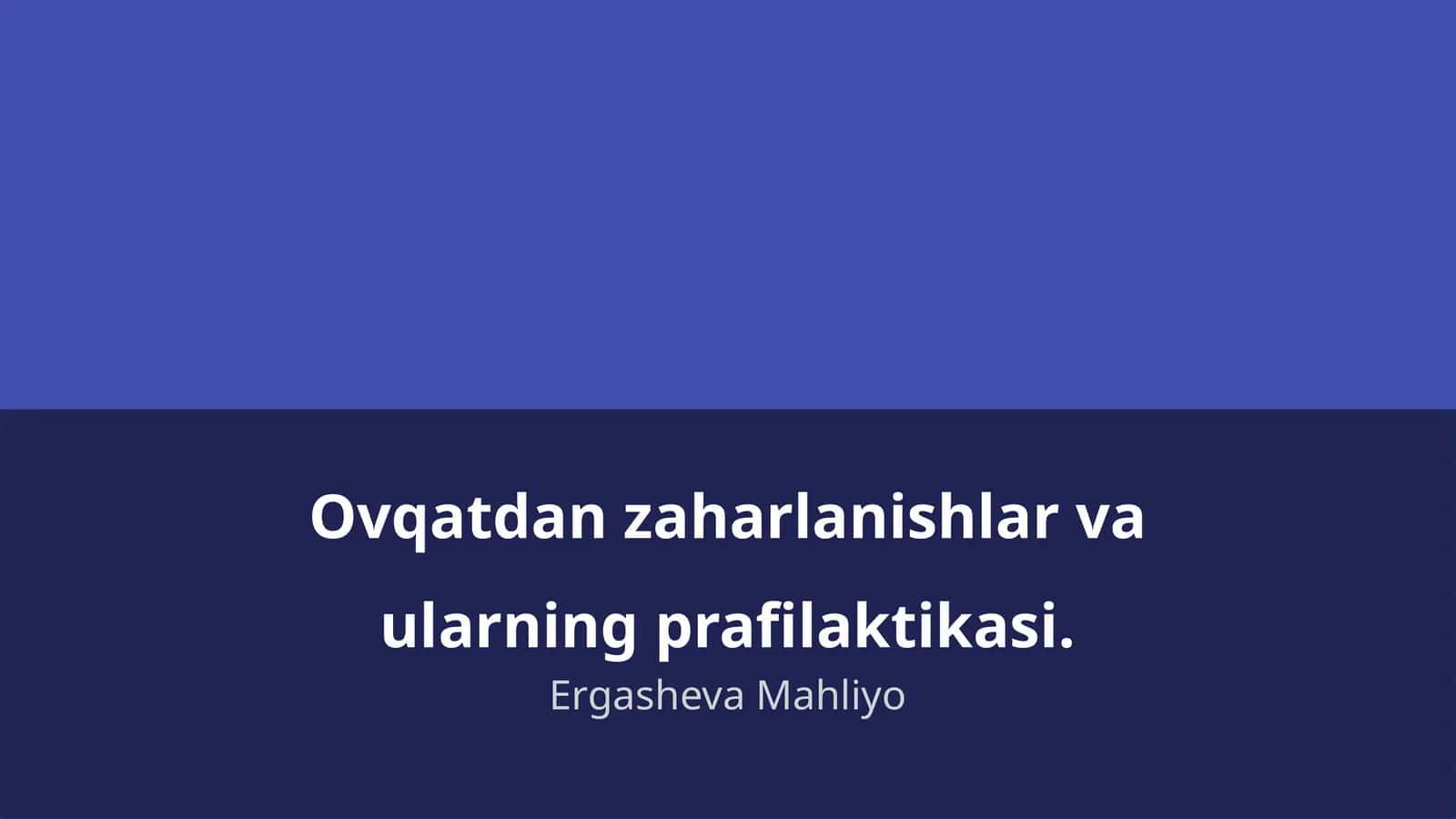 Ovqatdan zaharlanishlar va ularning prafilaktikasi 1