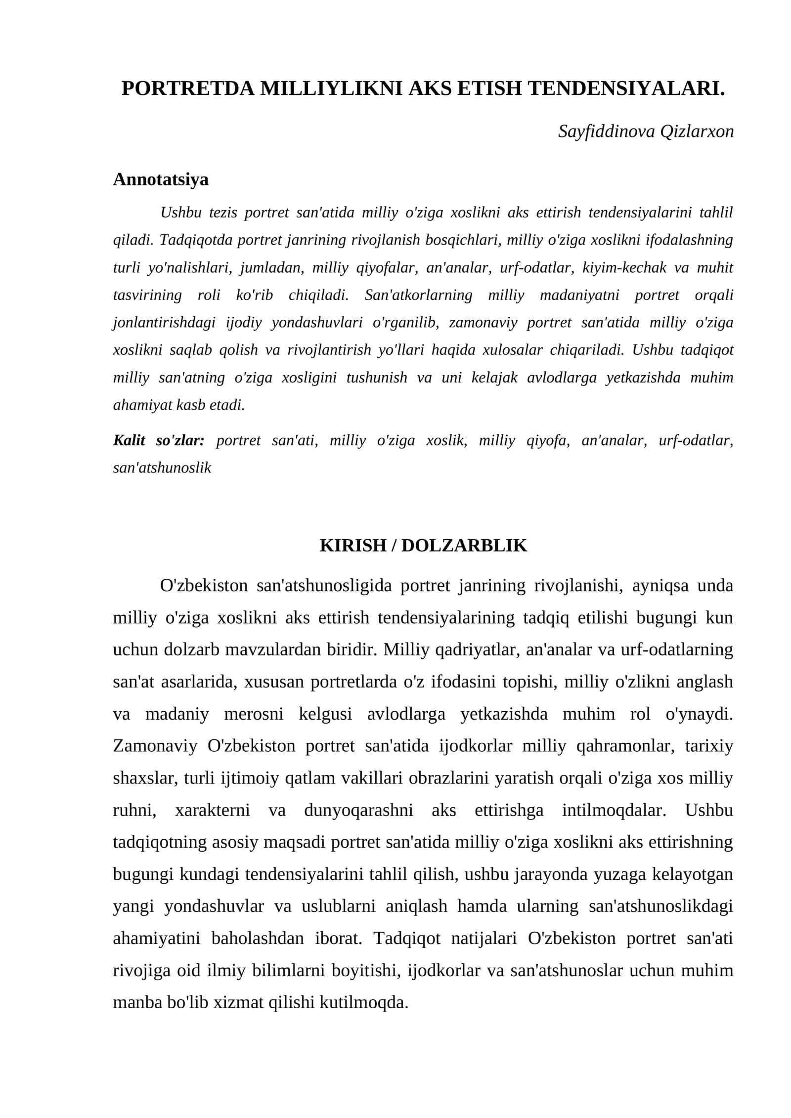 PORTRETDA MILLIYLIKNI AKS ETISH TENDENSIYALARI 1