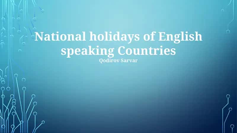 National holidays of English speaking Countries 1