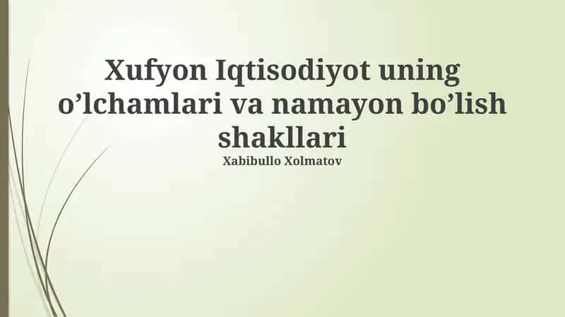 Xufyon Iqtisodiyot 1
