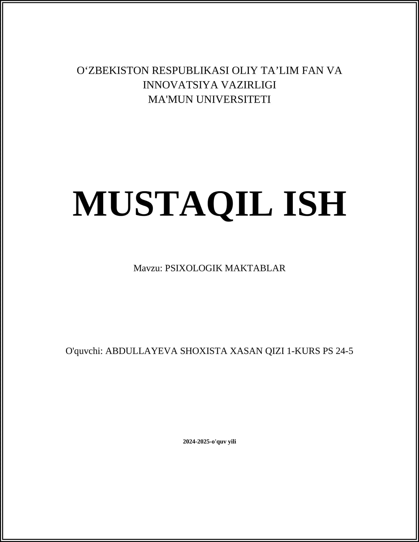 PSIXOLOGIK MAKTABLAR 1