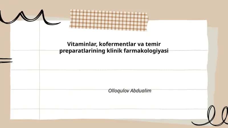 Vitaminlar, kofermentlar va temir preparatlarining klinik farmakologiyasi 1